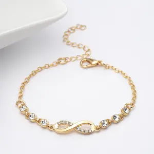 Infinity Symbol CZ Tennis Bracelet, Adjustable Stackable Chain Bracelet, Sentimental Jewelry Gift for Best Friends & Lovers