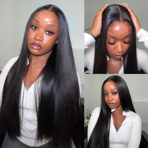 【HOT】FORGIRLFOREVER 13x6 Straight Human Hair Lace Fronal Wig Effortless Install Pre-Cut Lace Ear to Ear Wear Go Glueless Wig With Drawstring For Women