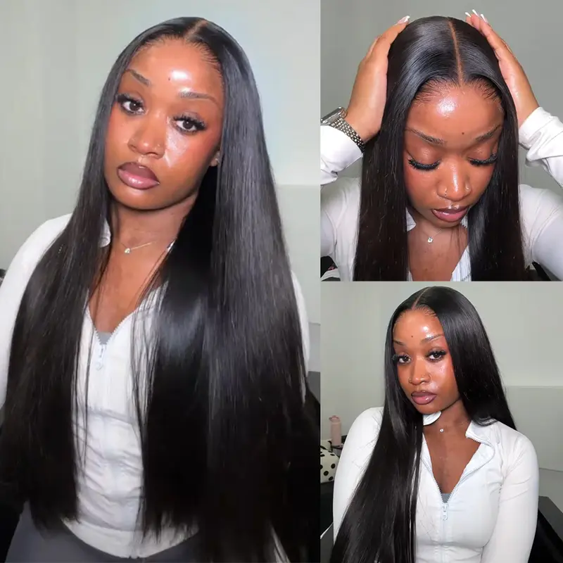 【HOT】FORGIRLFOREVER 13x6 Straight Human Hair Lace Fronal Wig Effortless Install Pre-Cut Lace Ear to Ear Wear Go Glueless Wig With Drawstring For Women