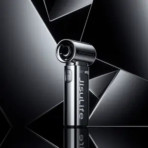 JISULIFE Life9 Chrome Portable Handheld Fan Turbo Power High Speed Air 18H Max Cooling 5 Gear Wind 5000mAh Rechargeable Mini Pocket Design with Compact USB Ideal for Birthday Gift for Men & Women