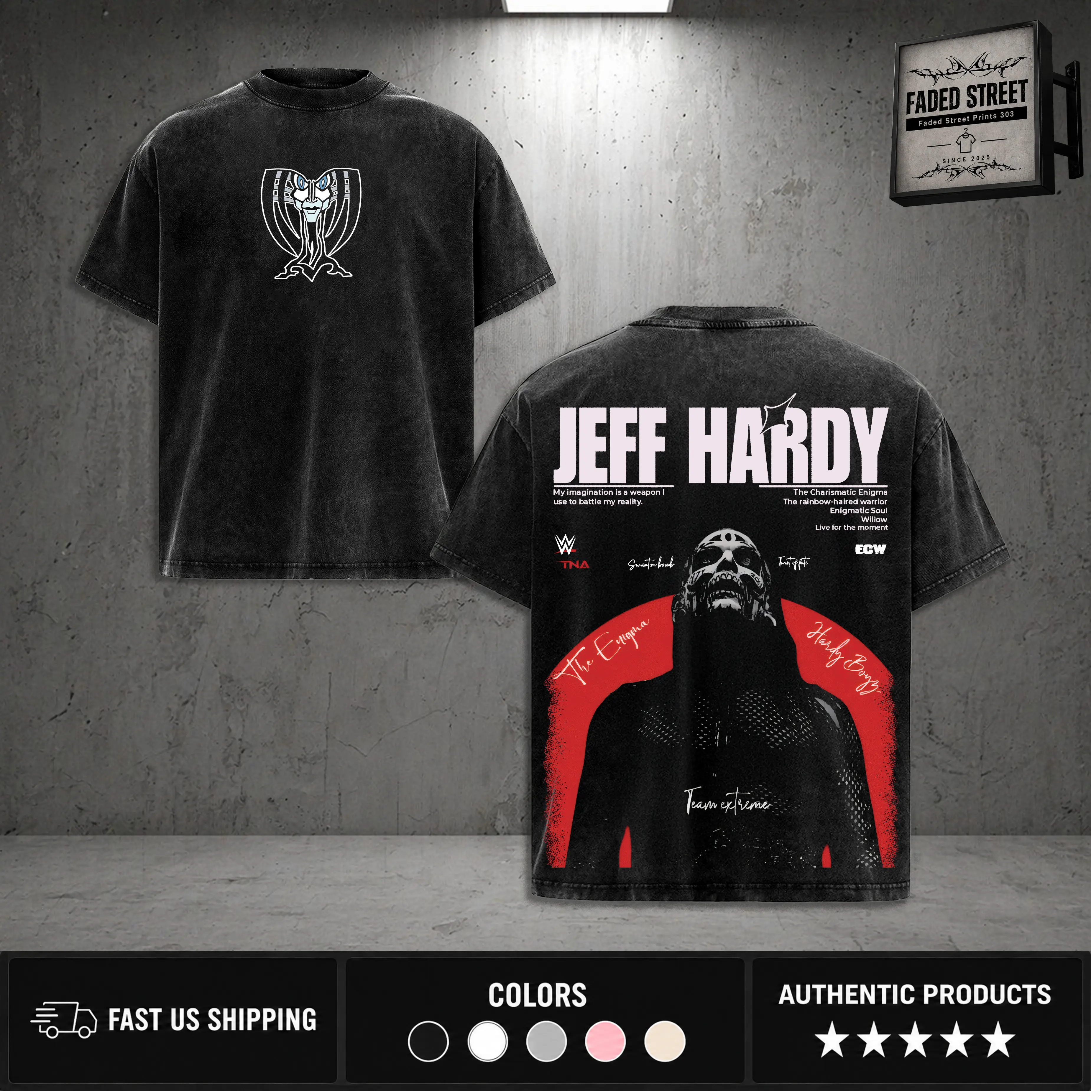 Jeff Hardy Enigma Vintage Wrestling Tee – WWE TNA ECW Graphic