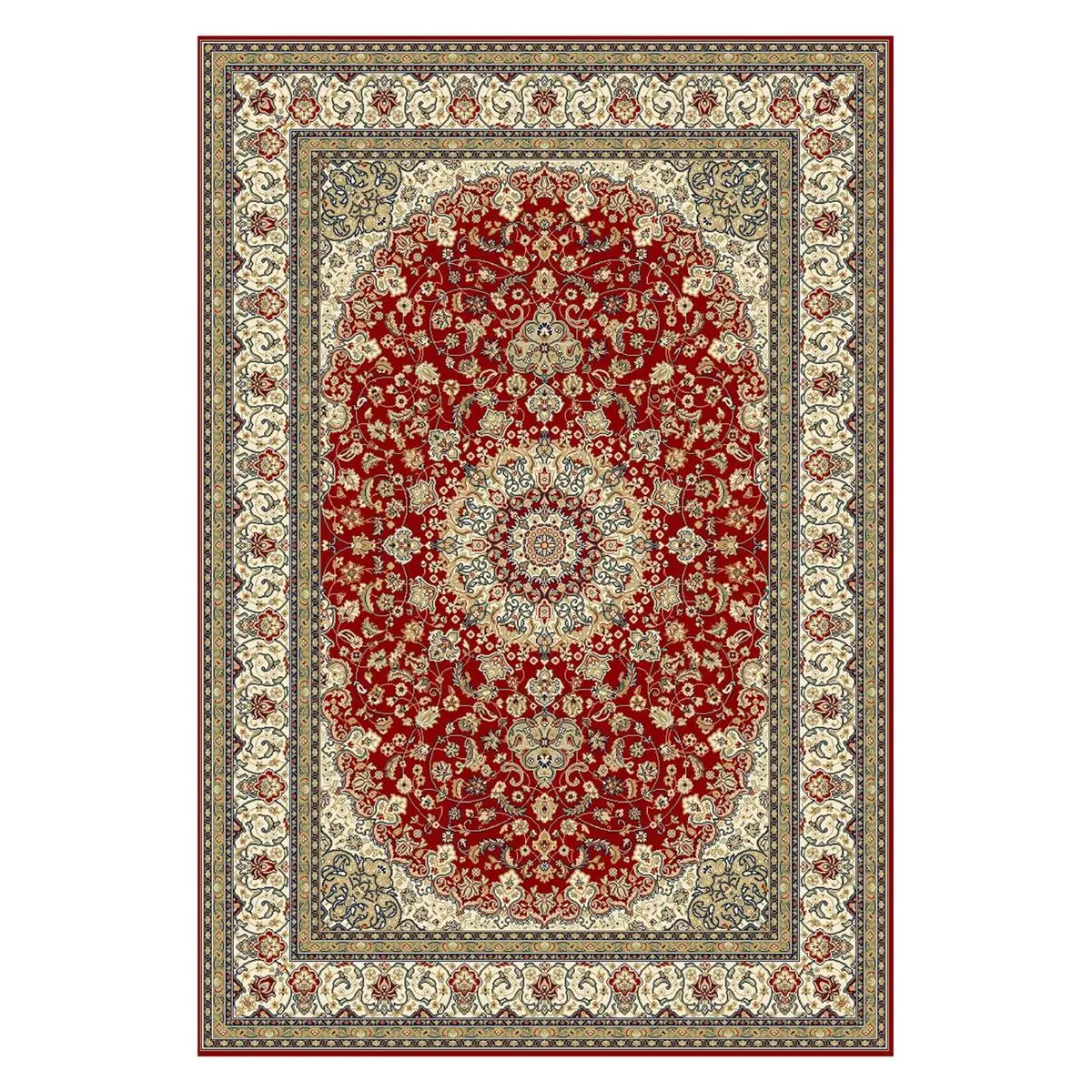 Dynamic Rugs Ancient Garden 57119-1414 Designer Rectangle Area Rug - Red/Ivory, 2 ft x 3 ft 11 in, Geometric Historical Design, Wool-Like Polypropylene Fine Weave, Room Decor