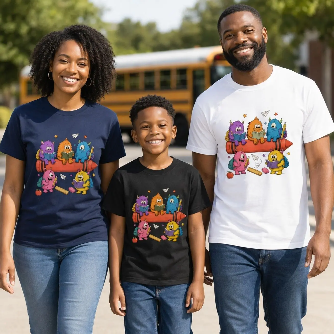 Back to School Graphic T-Shirt, Unisex Soft Cotton Crew Neck Tee for Students and Teachers, Fun Monster Classroom Design