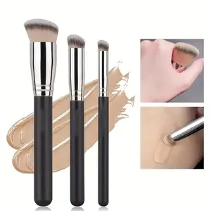 3 Professional Foundation Concealer Brushes for Bb Cream, Angled Contour Makeup Brushes for Women, Essential Beauty Tools for Flawless Skin, Contoured Foundation Brush
