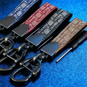 1PCS Trend Fashion Horseshoe Mouth Lanyard Color Keychain Luxury Men Women Business Metal Leather Car Key Ring Gift Tie Walletchain