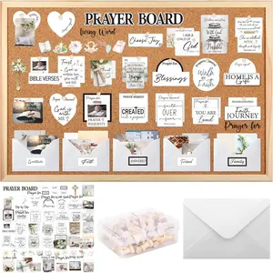 Prayer Board Kit for Women, 162 Pcs White Christian Faith Vision Board Supplies Set with Bible Verse Cards Stickers Envelopes Pins, Prayer Board Accessories for Home Church Wall Decor