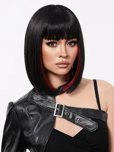 12 Inch Short Straight Pixie Wigs for Women, Gorgeous Fluffy Wigs with Bangs, Synthetic Full Machine Wigs for Party, Daily Use