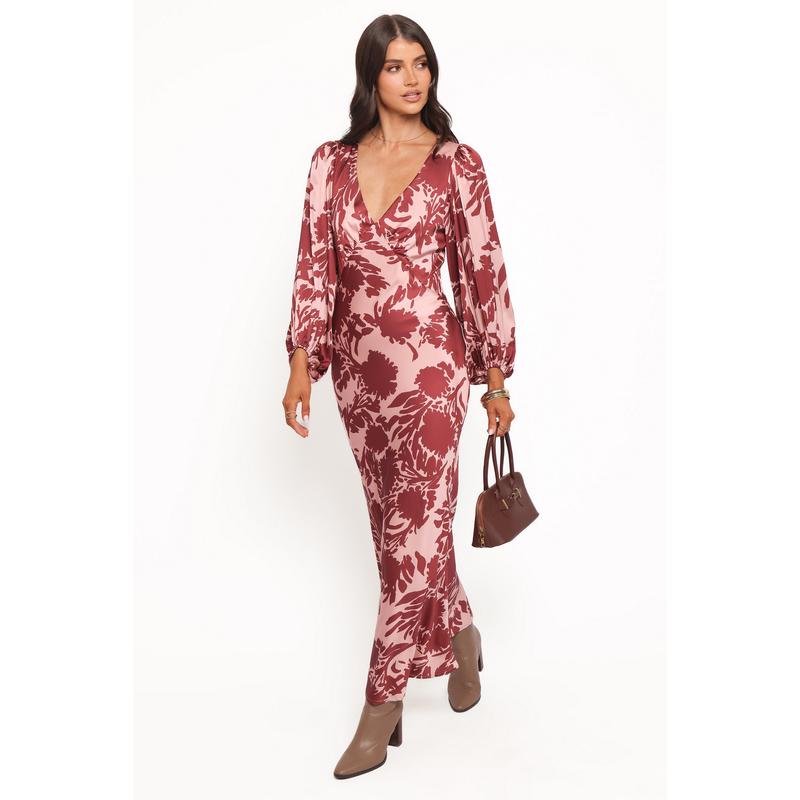 Varly Long Sleeve Dress - Pale Burgundy