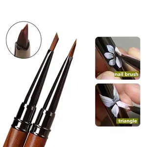 Nail Brush Acrylic Round Wood Handle