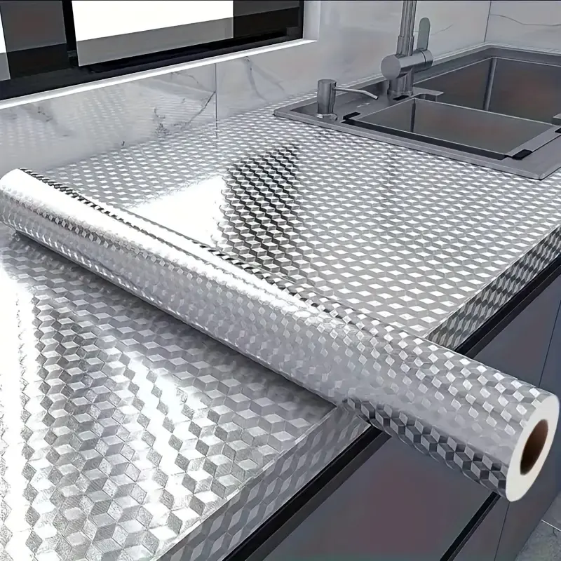Kitchen Stove Sticker, High Temperature Resistance, Waterproof, Oil and Moisture Resistance. Self-adhesive Aluminum Foil for Cabinet Walls and Countertops