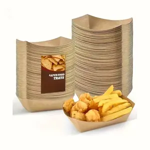5/20/50pc disposable kraft paper food tray, leak-proof and not easy to seep through, is a new choice for takeout merchants. It is suitable for French fries, hot dogs, barbecues, popcorn, etc. It is very suitable for Valentine's Day, New Year, Christmas pa
