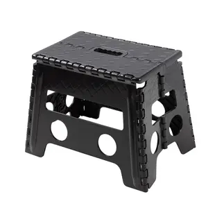 One Step Folding Step Stool, Black Plastic