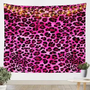 Feelyou Leopard Tapestry Large 59"x82" Kids Cheetah Wall Blanket for Boys Teens Hot Pink Animal Print Wall Hanging Safari Wall Art Room Decor Zebra Tapestries