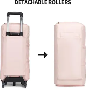Rolling Garment Bag,Rolling Duffle Bag with Wheels Rolling Garment Bags for Travel with Shoe Pouch Carry On Bag Weekender Bags Garment Duffel Bag for Women-Pink