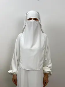 Women's Solid Color 2 in 1 Headscarf, 2024 New Style Modest Face Covering Headscarf for Daily Wear, Fashion Accessories for Muslim Dainty Gift for Your Love