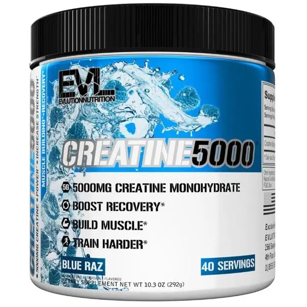 Evlution Nutrition Creatine 5000 Powder, Blue Raz Flavor, 5g Pure ...