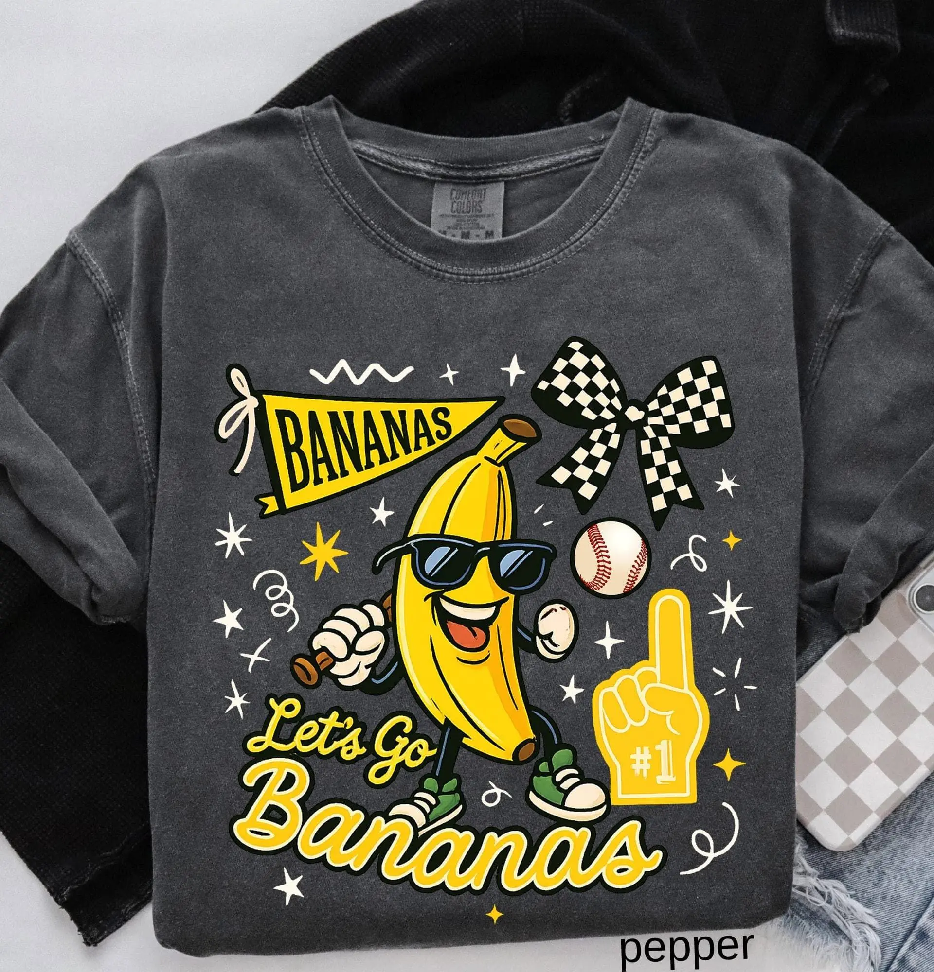 Funny Banana Baseball Comfort Colors© Shirt, Hip Hop Banana Shirt, Sports Team Mascot T-Shirt, Baseball Mom Tee, Baseball Lover Fan Gift