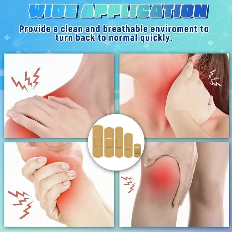 100/500pcs Flexible Fabric Adhesive Bandage, High Viscosity, Waterproof And Breathable, Beige, One Size Fits All, Individually Packaging, First Aid And Wound Care Products