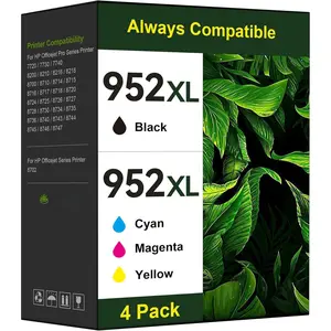 Ink Cartridges Remanufactured for  952 XL Ink  Combo Pack Work for  OfficeJet 8702 OfficeJet Pro 7720 7740 8210 8710 8720 8730 8740 Series (4 Pack Black Cyan Yellow Magenta)