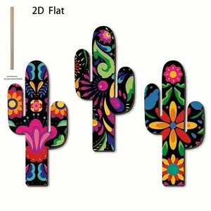 Wooden Window Door Decor Set, Creative Colorful Floral Cactus Design Wall Hanging, Suitable for Living Room Bedroom Farmhouse Garden, Interior Decoration Accessories, Room Decoration Ornaments, Hanging Wall Art