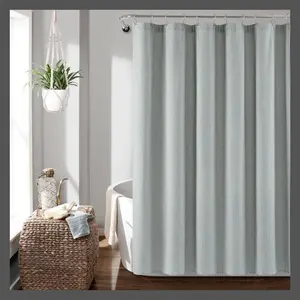 Lush Decor Ticking Stripe Farmhouse Cotton Yarn Dyed Shower Curtain 72"x72" Navy