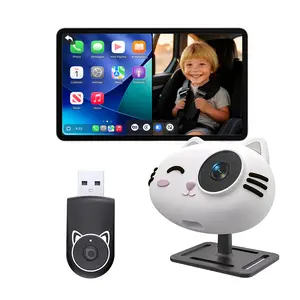 Wireless CarPlay Adapter with Rear Seat Baby Monitor Camera, Smart Cabin Care Solution for Factory Wired CarPlay Vehicles, WiFi 6 & Bluetooth 5.4, Easy Portable Setup for Parent Safety