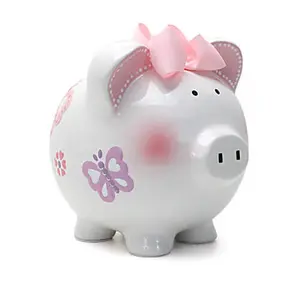 Ceramic Piggy Bank for Girls, Butterfly