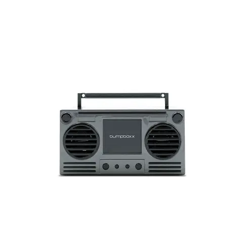 Bumpboxx Microboom Portable Bluetooth Speaker - Mini Wireless Stereo Multi-Channel Casual Device, Necklace-Style Wearable, Built-In Bluetooth Link, SD Card Slot, Rechargeable Batteries, TWS Left & Right Pairs, Teen Gift, 3.7 oz, Aesthetic Tech