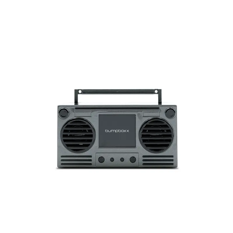 Bumpboxx Microboom Portable Bluetooth Speaker - Mini Wireless Stereo Multi-Channel Casual Device, Necklace-Style Wearable, Built-In Bluetooth Link, SD Card Slot, Rechargeable Batteries, TWS Left & Right Pairs, Teen Gift, 3.7 oz, Aesthetic Tech
