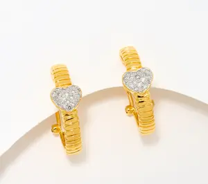 Affinity Diamonds Heart Motif .3 cttw Huggie Hoops, Sterling