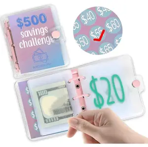 $555 Savings Challenge Binder Money Saving Enveope Challenge Mini Budget Binder with Cash Envelopes Reusable Budget Book with Cash Envelopes Envelope Savings Challenge