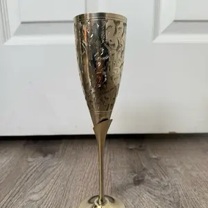 Brass Wine Glasses - Decorative Design with Decorative Elements, Ideal for Drinking, Classic Wine Glass Shape - Drinkware tumbler cup