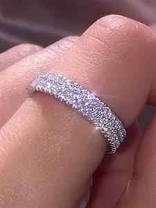 Elegant Rhinestone Decorated Ring, Fashion Accessories for Women for Party, Daily Clothing Decor, Trendy Wedding Anniversary Party Jewelry Gift, Elegant Glittering Ring