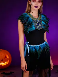 Multicolor Natural Feather Shawl Set, Stage Performance Feather Skirt, Gothic Style Women's Feather Scarf, Party and Cosplay Accessories