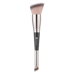 Dual-Ended Foundation Under Eye Concealer Brush, Flat Angled Contour Synthetic Bristles for Liquid Cream Powder