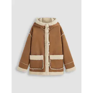Cider [size 2-10] Faux Shearling Hooded Pocket Duffle Jacket