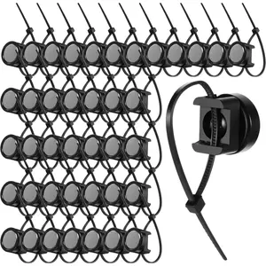 40 Pack Magnetic Zip Tie Mounts Magnetic Cable Clips Organize and Secure Cables Wires with Powerful Multipurpose Cable Ties Mount Base for Electrical Wire
