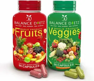Balance Dietz Fruits & Veggies Supplements 90 Capsules Each Whole Food for Women Men Kids Set of 1 Dietary Supplement from the United States