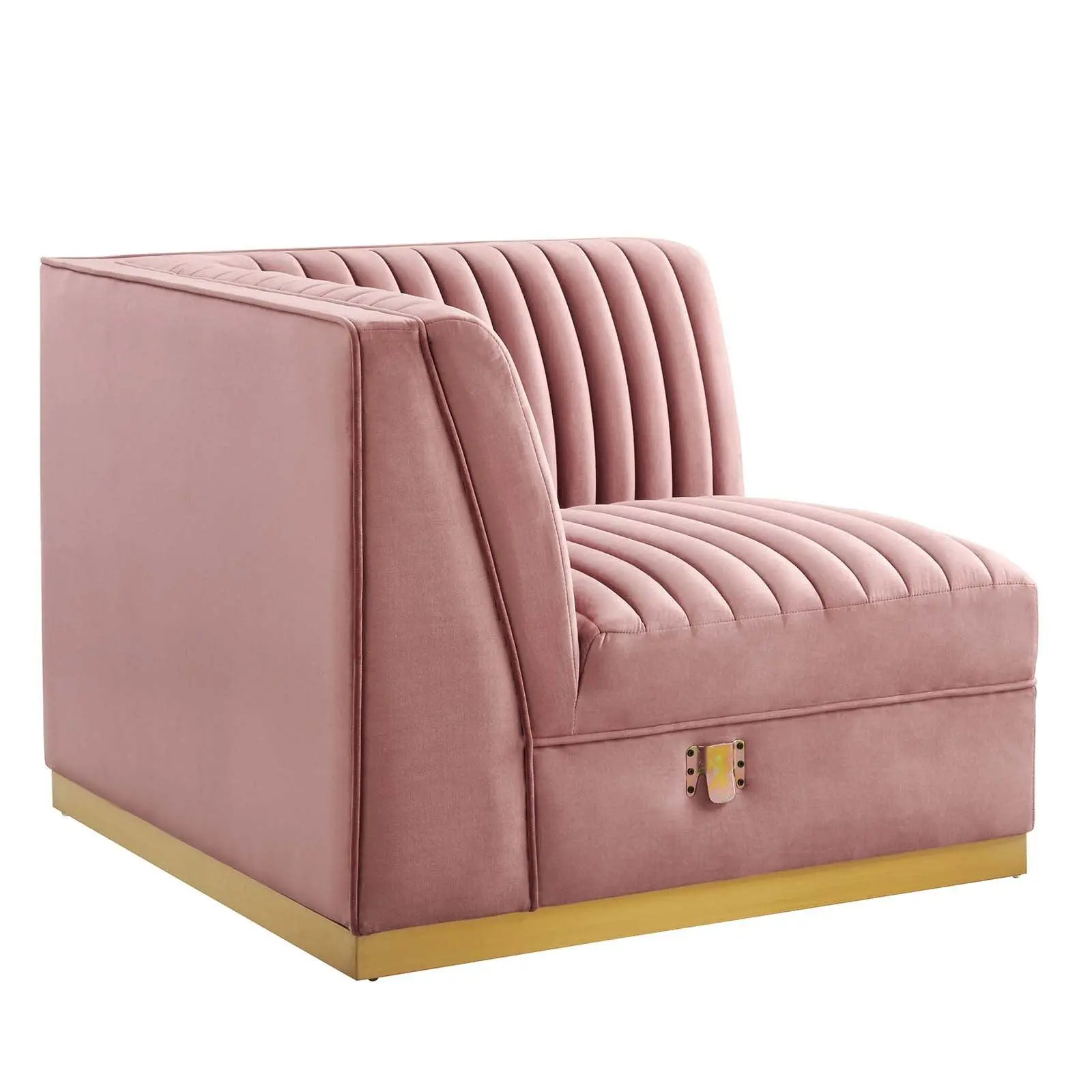 Modway Sanguine Channel Tufted Performance Velvet Modular Sectional Sofa Left Corner Chair