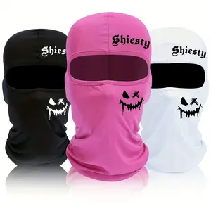 Smiling face print Balaclava face mask, summer cool neck cover, motorcycle skiing scarf, unisex