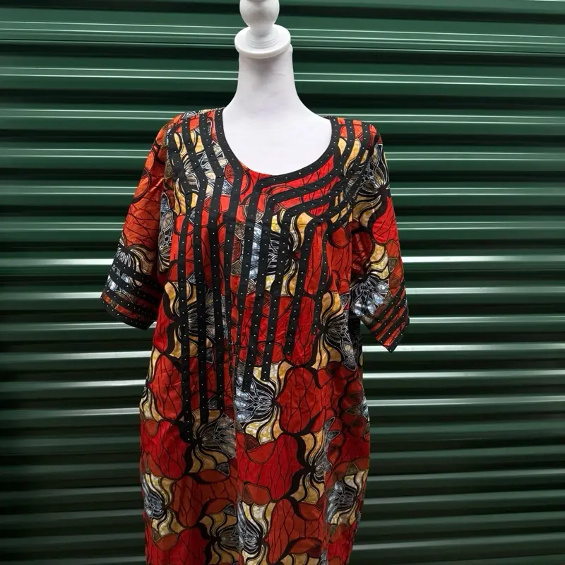 Women's Casual African Print Maxi Dress, Lightweight Malewa Kitenge (Ankara Style) - Womenswear with 4-in Traditional Pasula Back Opening for Added Comfort & Easy Movement