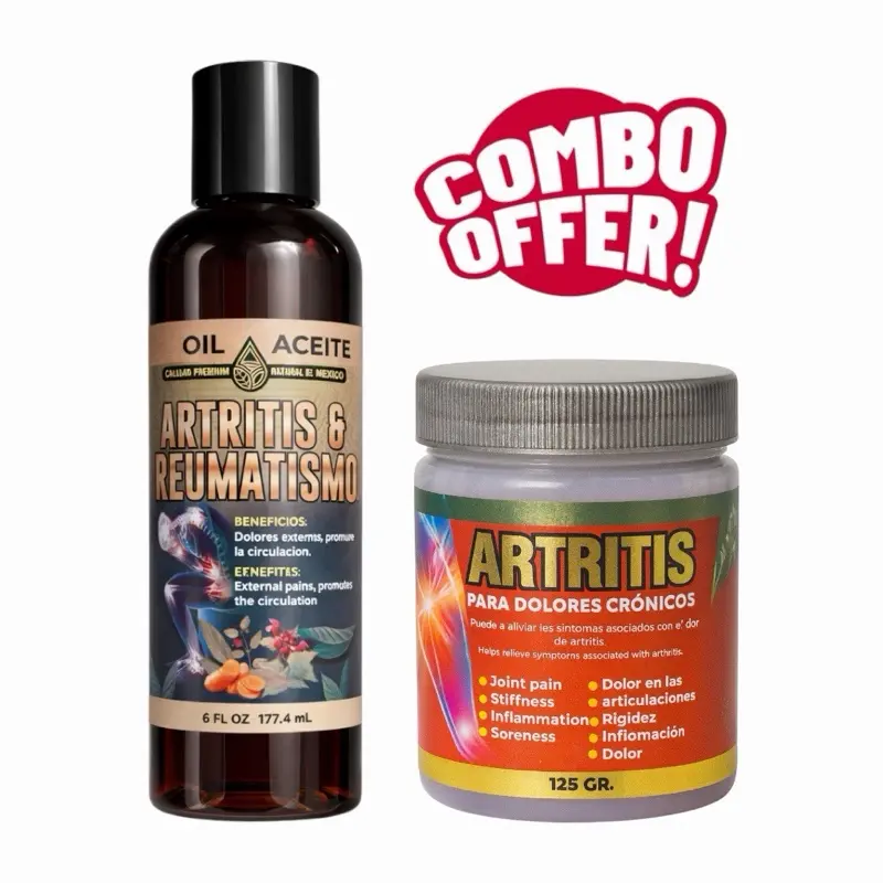 Combo Offer! Arthritis & Rheumatism + Artritis 125g  Massage Oil – Natural Herbal Topical for Joint & Muscle Comfort, Circulation Support, 6 fl oz