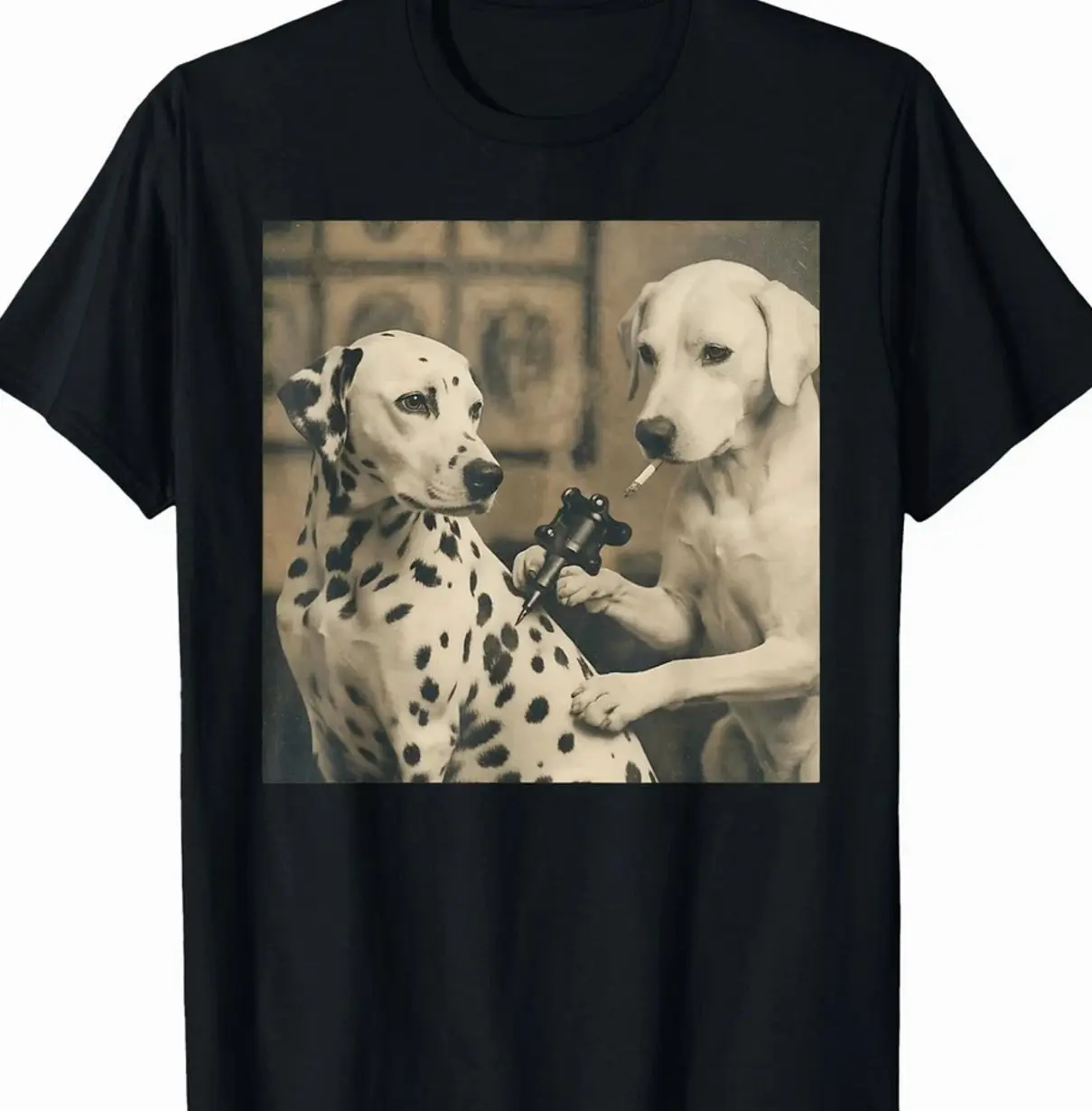 Retro Dalmatian Dog Tattoo Artist Funny Meme Graphic UNISEX T-Shirt,Gildan 5000 LHO