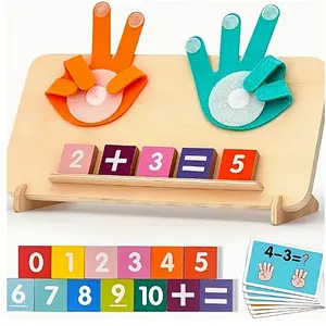 [Interactive Math Board] Colored Interactive Wooden Math Learning Board For Children Over 3 Years Old | Digital Blocks And Math Operation Cards To Enhance Addition And Subtraction Skills, ECD Tools, Math Learning Tools Birthday Gift