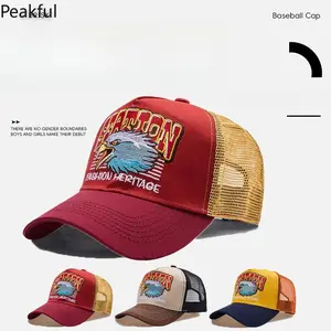 Hot Sale Unisex Fashion Eagle Head Mesh Trucker Hat Breathable Summer Baseball Cap Man Women Streetwear Snapback Hat