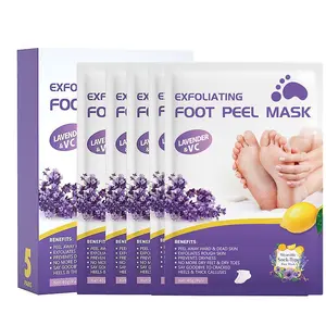 Foot Exfoliating Mask (5 pairs)  Removes Dead Chapped Feet and Spa Treatment Made with Aloe Vera Extract lavender Scent Foot peel mask Beauty Products