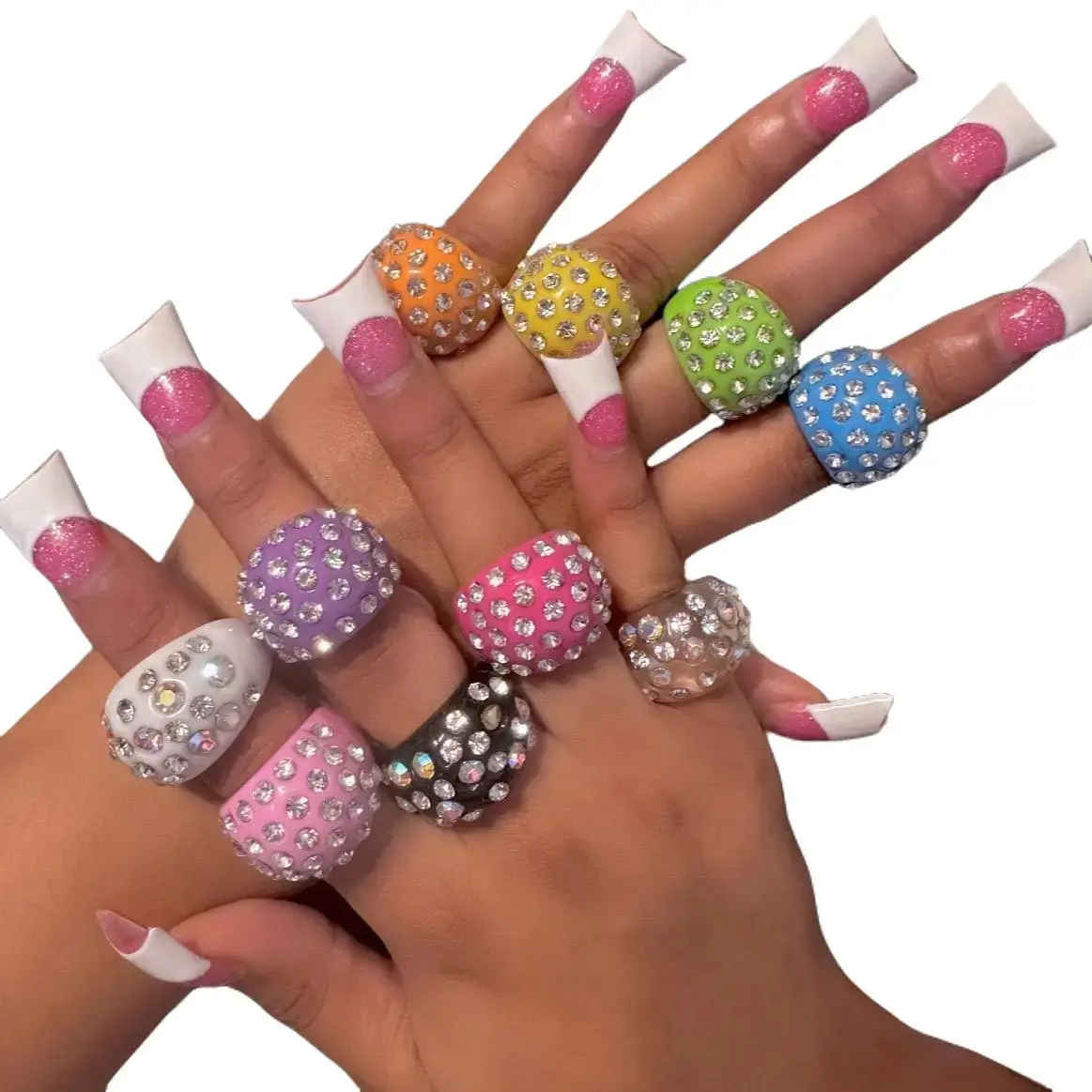 y2k rhinestone dome rings | mcbling jewelry | trashyy2k | vintage rings girl jewelry non tarnish western