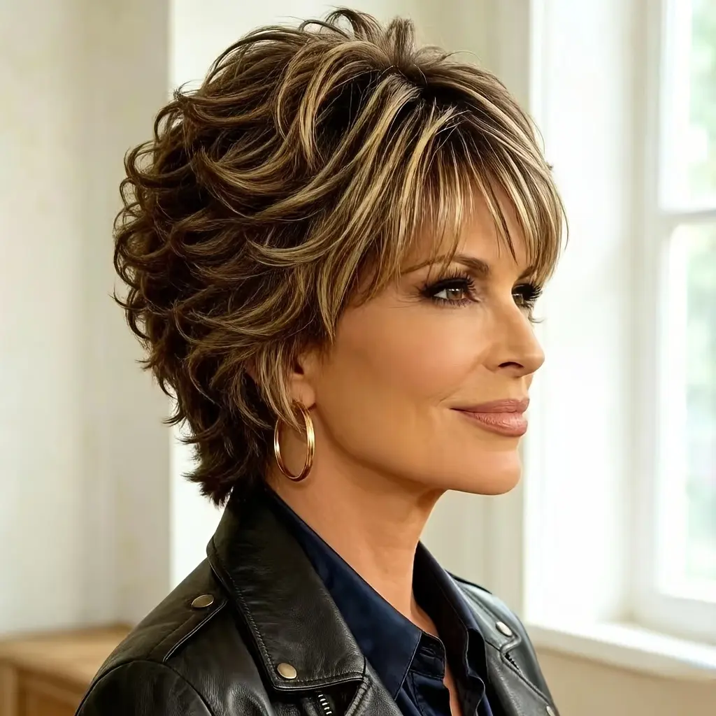 6-Inch Viral Brown Blonde Highlight Short Shaggy Wig, Multi-Layer Contour Cut, Realistic Natural Roots, Wigs for Cosplay, Parties, And Stage Performances, Comic Con Cosplay Accessory