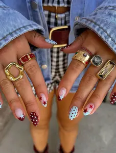 5pcs Colorful Ring Set for Women Stackable Geometric Rings Style Jewelry