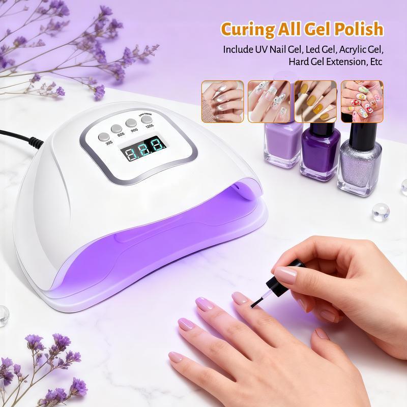SUN Plus Flash UV Nail Lamp with 4 Timer Settings 256WPower for Gel Polish Fast Curing Manicure Dryer withSmart Auto-Sensing & Portable Handle Design WhiteDrying Uv Lamp Cured Uv Led Lamp